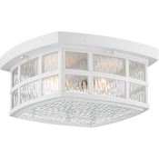 Quoizel Stonington 2 Light 12" Wide Flush Mount Outdoor Ceiling Fixture with Glass Square Shade Fresco