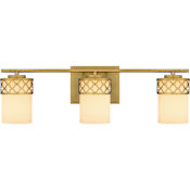 Quoizel Tenley 3 Light 24" Wide Bathroom Vanity Light with Etched Opal Shades Aged Brass