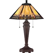 Quoizel Arden 2 Light 24" Tall Table Lamp with Tiffany Glass Shade Bronze Patina