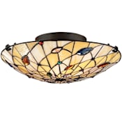 Quoizel Tiffany 2 Light 17" Wide Flush Mount Ceiling Fixture with Tiffany Glass Vintage Bronze