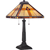 Quoizel Tiffany 2 Light 23" Tall Table Lamp with Tiffany Glass Shade Bronze Patina
