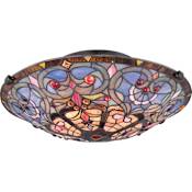 Quoizel Tiffany 2 Light 17" Wide Flush Mount Ceiling Fixture with Tiffany Glass Vintage Bronze