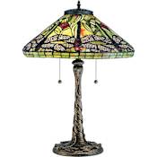 Quoizel Tiffany 2 Light 24" Tall Accent Table Lamp with Tiffany Glass Shade Architectural Bronze