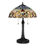 Quoizel Tiffany 2 Light 22-3/4" High Buffet Table Lamp with Tiffany Glass Shade Vintage Bronze