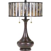 Quoizel Tiffany 2 Light 21-1/2" Tall Vase Table Lamp with Tiffany Glass Shade Valiant Bronze