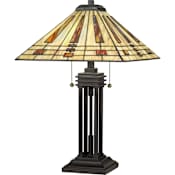 Quoizel Stevie 2 Light 24" Tall Tiffany Table Lamp Western Bronze