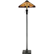 Quoizel Stephen 2 Light 60" Tall Floor Lamp with Tiffany Glass Shade Vintage Bronze