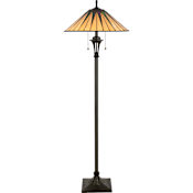 Quoizel Gotham 2 Light 62" Tall Vintage Floor Lamp with Tiffany Glass Shade Vintage Bronze