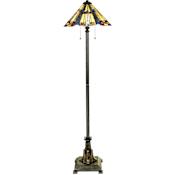 Quoizel Inglenook 2 Light 62" Tall Floor Lamp with Tiffany Glass Shade Valiant Bronze
