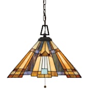 Quoizel Inglenook 3 Light Pendant with Tiffany Stained Glass Valiant Bronze