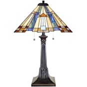 Quoizel Inglenook 2 Light 25" Tall Table Lamp with Tiffany Glass Shade Valiant Bronze