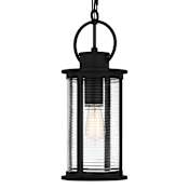 Quoizel Tilmore 8" Wide Outdoor Mini Pendant with Ribbed Glass Shade Matte Black