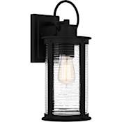 Quoizel Tilmore 16" Tall Outdoor Wall Sconce with Ribbed Glass Shade Matte Black