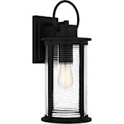 Quoizel Tilmore 18" Tall Outdoor Wall Sconce with Ribbed Glass Shade Matte Black