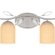 Quoizel Ulysses 2 Light 16" Wide Bathroom Vanity Light with Etched Opal Shades Brushed Nickel
