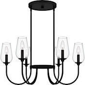 Quoizel Viscount 6 Light 28" Wide Taper Candle Style Chandelier Matte Black