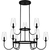 Quoizel Viscount 9 Light 36" Wide Taper Candle Style Chandelier Matte Black