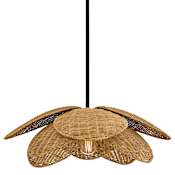 Quoizel Willa 22" Wide Pendant with Natural Rattan Shade / Converts to Semi-Flush Matte Black