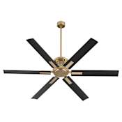 Quorum International Zeus 65" 6 Blade Indoor / Outdoor Ceiling Fan with Remote and Wall Control Aged Brass