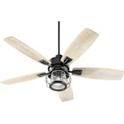 Quorum International Galveston 52" 5 Blade Indoor / Outdoor LED Ceiling Fan with Wall Control Noir