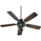 Quorum International 5 Blade 52" 3 Light Indoor / Outdoor Ceiling Fan – Wall Control, Light and Blades Included from the Georgia Patio Collection Old World