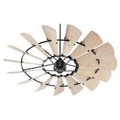 Quorum International 72" 15 Blade Indoor / Outdoor Ceiling Fan with Remote Control Noir