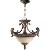 Quorum International Two Light Semi-Flush Ceiling Fixture from the Madeleine Collection Corsican Gold