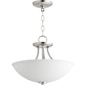 Quorum International Barkley 3 Light 15" Wide Pendant / Semi-Flush Ceiling Fixture Satin Nickel