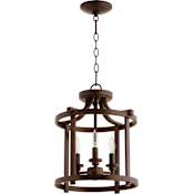 Quorum International Lancaster 3 Light 13" Wide Taper Candle Pendant / Semi-Flush Ceiling Fixture Oiled Bronze