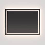 Quorum International Compact 36"W x 24"H Rectangular Flat Frameless Wall Mounted Bathroom Mirror with LED Lighting Black