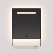 Quorum International Castore 20"W x 32"H Rectangular Flat Metal Framed Wall Mounted Bathroom Mirror with LED Lighting Black