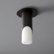 Quorum International Ellipse 6" Wide LED Flush Mount Ceiling Fixture with 2-3/4" Diameter Diffuser Black / Matte Opal Glass