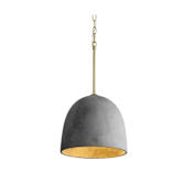 Quorum International DUNE 16" Wide Pendant with Concrete Shade Aged Brass / Dark Gray