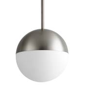 Quorum International Mondo 10" Wide LED Mini Pendant with Frosted Glass Shade Satin Nickel