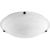 Quorum International 4 Light 20" Wide Semi-Flush Bowl Ceiling Fixture with Faux Alabaster Shade Oiled Bronze