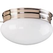 Quorum International 2 Light Flushmount Ceiling Fixture with Frosted Glass Shade Satin Nickel
