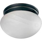 Quorum International 1 Light Flushmount Ceiling Fixture with Faux Alabaster Frosted Glass Shade Old World
