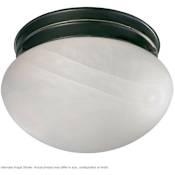 Quorum International 2 Light Flushmount Ceiling Fixture with Faux Alabaster Frosted Glass Shade Old World