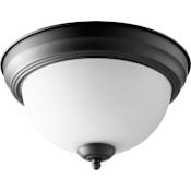 Quorum International 2 Light 12" Wide Flush Mount Bowl Ceiling Fixture Noir / Satin Opal