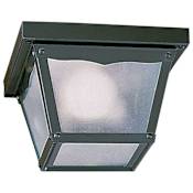 Quorum International 1 Light Flushmount Outdoor Ceiling Fixture with Misty Diffused Shade Black
