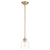 Quorum International Rossington 5" Wide Mini Pendant Aged Brass / Clear Seeded