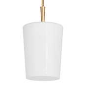 Quorum International Goodwin 8" Wide Mini Pendant with Opal Glass Shade Aged Brass
