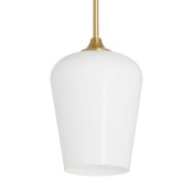 Quorum International Raymond 8" Wide Mini Pendant with Opal Glass Shade Aged Brass