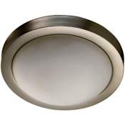 Quorum International 2 Light Flushmount Ceiling Fixture with Satin Opal Frosted Glass Shade Satin Nickel / Satin Opal