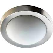 Quorum International 1 Light Flushmount Ceiling Fixture with Satin Opal Frosted Glass Shade Satin Nickel / Satin Opal