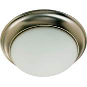Quorum International 2 Light Flushmount Ceiling Fixture with Satin Opal Frosted Glass Shade Satin Nickel / Satin Opal