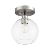 Quorum International Clarion 8" Wide Semi-flush Globe Ceiling Fixture with Shade Textured Black / Satin Nickel
