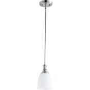Quorum International Richmond Single Light 5-1/4" Wide Mini Pendant with Satin Opal Shade Satin Nickel