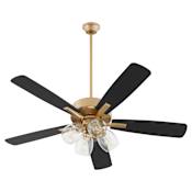 Quorum International Ovation 52" 5 Blade Indoor LED Ceiling Fan Aged Brass