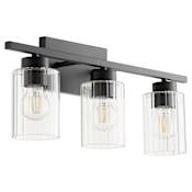 Quorum International Ladin 3 Light 22" Wide Vanity Light Textured Black / Clear Fluted Glass